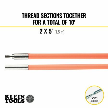 Klein Tools LoFlex Glow Fish Rod, 10Foot 50103